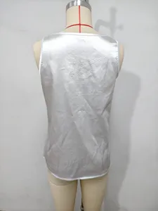 Débardeur sans manches en satin uni pour femmes, haut décontracté d'été basique et élégant.