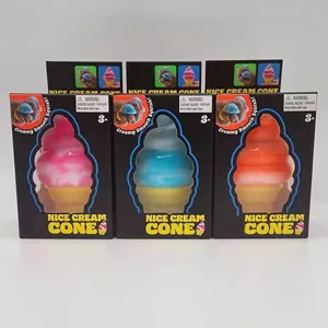 Set mit Eistüten-Squishy-Antistress-Spielzeug in bunter Einzelhandelsverpackung für Kinder