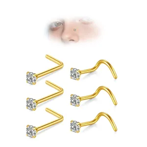 Minimalistisch 316L Edelstahl Nasenring Nasenstecker Set Mit Zirkonia Piercing Schmuck Körperpiercing Zubehör Für Unisex