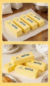 Detailansicht des realistischen PU-Anti-Stress-Spielzeugs in Form von gesalzener Butter