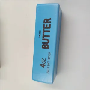 Detailansicht eines blauen Butter-Stressspielzeugs mit langsamem Rückstoß zur Entspannung
