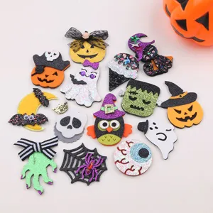 Halloween DIY Craft Accessories Felt Pumpkin Ghost Cartoon Party Decorations Handmade Glitter Ornaments For Cake Toppers