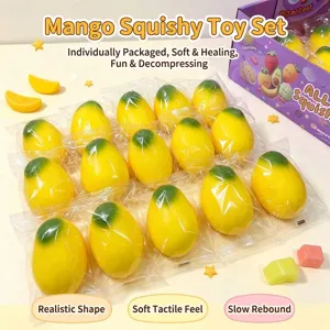 Premium 12er-Pack Mango-förmiges PU Slow Rebound Squishy Stressabbau Spielzeug-Set
