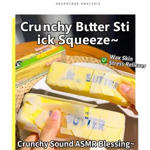 Realistic butter squishy toy for stress relief with crisp texture and creamy yellow design
