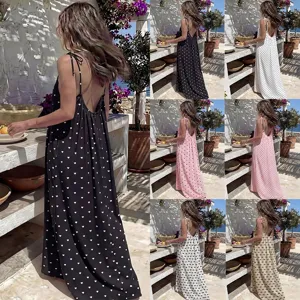 Backless print maxi dress detail view, resort vacation style beachwear for women