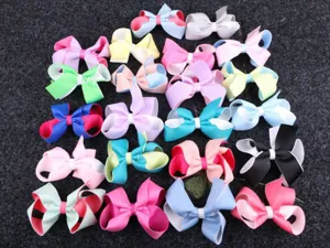 Mädchen zweifarbige 3D Schleife Haarklammern süße Kinder Haarschmuck Haarspangen Set.
