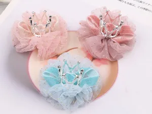 Kinder Prinzessin Krone Haarklammer süße Strass Netz Haarspangen Set für Mädchen