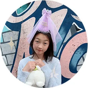Girls purple mesh birthday hat headband cute princess hair accessories for party wear kids styling 1pc