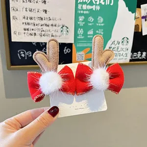 Natale bambini fermagli capelli stile bosco simpatico corna renna forcine accessori festa