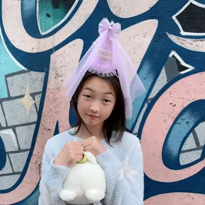 Children festival headband girl birthday hat party sweet mesh hair hoop cute kids hair accessory