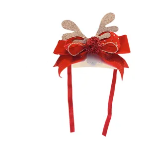 Fermaglio di Natale simpatico fiocco corna di renna accessorio capelli bambini festa