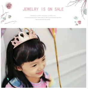 Princess crown hair hoop with pearls and glitter for kids girl daily and party wear.