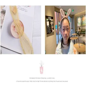 Estilo coreano niñas malla orejas de conejo diadema lindo lazo accesorios de pelo detalle