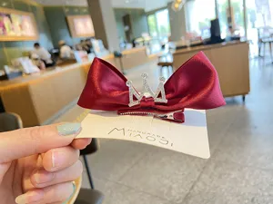 Kids rhinestone crown hair clip wine red bow toddler cute hair accessories for girls