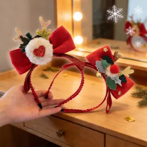Weihnachten Geweih Stirnband Für Kinder Süße Hirschhorn Schleife Haarband Festliche Party Performance Kostüm Haarschmuck Geschenk