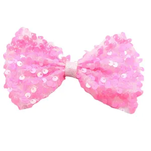 Fermaglio per capelli con fiocco in paillettes rosa per bambine, grazioso accessorio principessa.