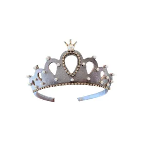 Princess crown headband for girls with pearls and rhinestones, perfect for party performance wear.