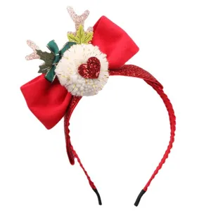 Weihnachtskinder Rentier Geweih Haarreif rote Schleife süßes Haaraccessoire für Mädchen Party.