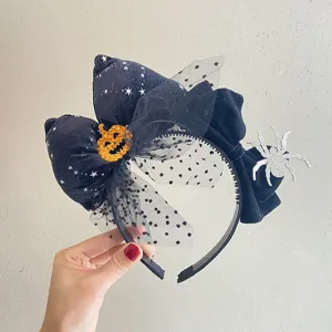 Cute Halloween spider pumpkin headband black bow hair hoop festive party hair accessories