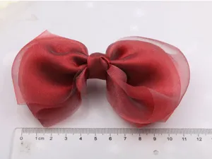 Korean sweet large pearlescent organza bow hair clip for girls, cute children hair accessory.