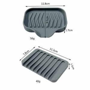 Portasapone in silicone con scarico, flessibile portasapone grigio per bagno e doccia.