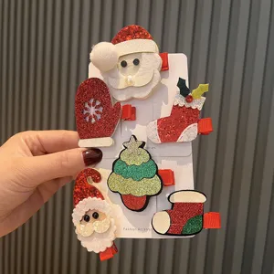 Weihnachten Haarklammern Set Glitzer Weihnachtsmann Baum Haarspangen Kinder Winter Kopfschmuck