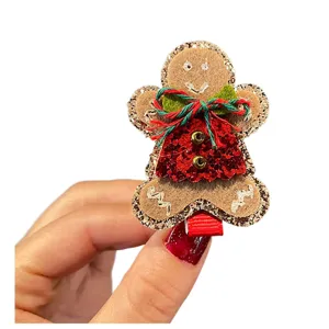 Weihnachten Lebkuchenmann Haarklammer süße glitzernde Haarspange für Damen Mädchen Winter.