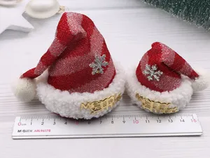 Mini Christmas hat DIY accessories cute red glitter santa hat for hair clips 1pcs