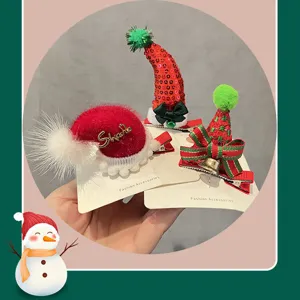 Weihnachten Haarnadeln Kinder süße Pailletten rote Mütze Schleife Glocke Haarschmuck Festlich