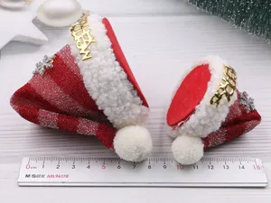 Miniature Santa hat DIY accessories, red glitter plush Christmas hair clip material.