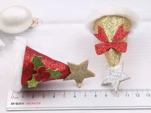 DIY mini cappello di Natale accessori per mollette, peluche glitter decorativo artigianato.