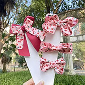 Süße Kirschmuster Schleifen Haarspangen für Kinder, tolle Chiffon Haarschmuck Accessoires.