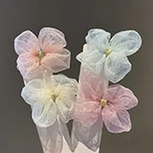 Kinder Chiffon Pünktchen Schleife Haarnadeln süße Blumen Haarklammern Prinzessin Haarschmuck