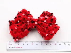 Red sequin velvet bow hair clip for kids cute glitter side clip hair accessories 1pc