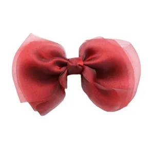 Large red organza bow hair clip sweet princess hair accessories for girls and kids main