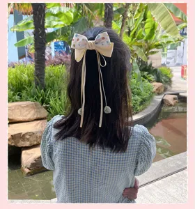 Kinder süße gepunktete Schleife Haarklammer mit langen Bändern, süßes Haaraccessoire für Mädchen.