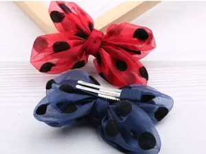 Kinder Chiffon Pünktchen Schleife Haarspange süße Haarschmuck für Mädchen tägliche Kleidung