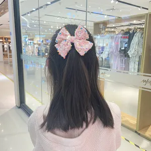 Cute velvet sequin bow hair clip for kids, perfect princess party hair accessory and gift.