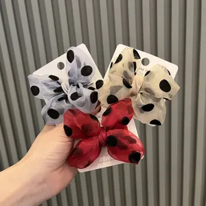 Netz Chiffon Punkte Schleife Haarspange Für Mädchen Prinzessin Stil Kinder Süßer Haarschmuck Sommer Kopfschmuck DIY Material