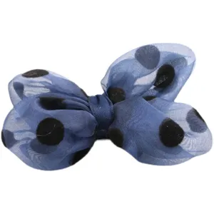 Suesse Chiffon Polka Dot Schleife Haarspange fuer Kinder Sommer Maedchen Haaraccessoire