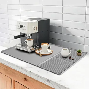 Alfombrilla de silicona para cafetera, bandeja de goteo de doble capa para accesorios y tazas.