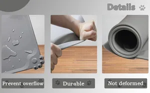 Detailed view of the waterproof pet silicone feeding mat showing flexibility and roll-up design.