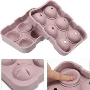 Large silicone sphere ice cube mold 6-grid whiskey ice maker tray for kitchen use