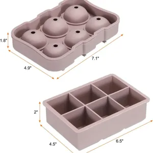 Silicone ice cube tray 6-cavity sphere and square ice molds for whiskey kitchen bar tool
