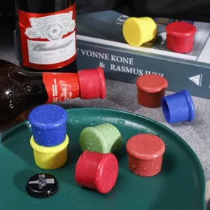 Colorful silicone wine bottle stoppers, flexible reusable bottle caps for sealing wine bottles.