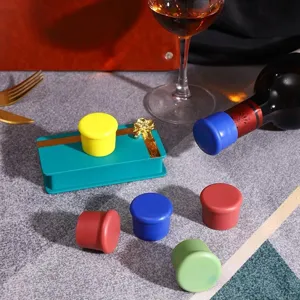 Colorful silicone wine bottle stoppers, flexible reusable rubber bottle caps sealing plugs.