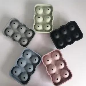Silicone ice cube tray 6 grid round ball mold whiskey cocktail maker multi-color flexible set