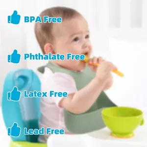 Waterproof silicone baby bib with deep food catcher soft infant feeding bib for toddler use