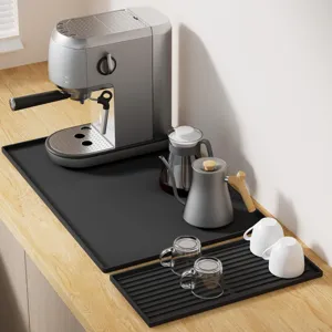 Alfombrilla de silicona para cafetera y bandeja de drenaje de cocina, antideslizante.