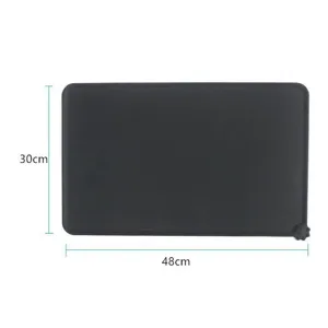 Black silicone pet feeding mat waterproof non-slip dog and cat food placemat 48x30cm